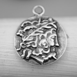 1 Head of Zeus Greek Coin Pendant, antique silver