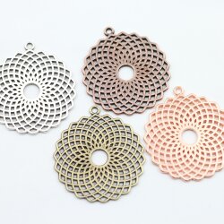 5 Torus Yantra Round Pendants 39 mm. antique silver