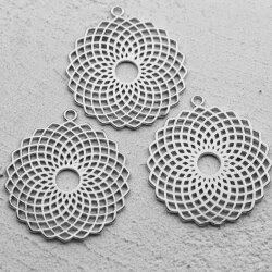 5 Torus Yantra Round Pendants 39 mm. antique silver