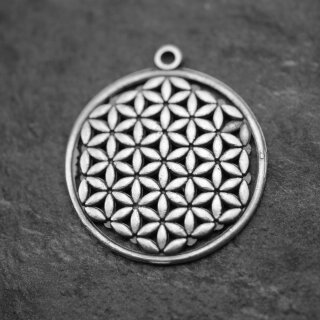 5 Flower of Life Charms Pendants 33 mm antique silver