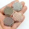 5 Flower of Life Charms Pendants 33 mm antique silver