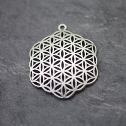 5 Flower of Life Charms Pendants 35 mm, antique silver