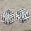 5 Flower of Life Charms Pendants 35 mm, antique silver