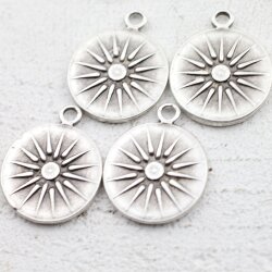 5 Sun Charms 20 mm (Ø 2,5 mm), antique silver