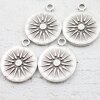 5 Sun Charms 20 mm (Ø 2,5 mm), antique silver