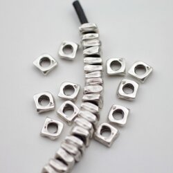 10 Irregular Metal Beads, spacer beads 10x10 mm (Ø 5 mm), antique silver