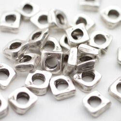 10 Irregular Metal Beads, spacer beads 10x10 mm (Ø 5 mm), antique silver