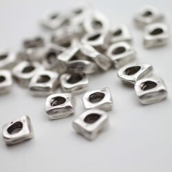 10 Irregular Metal Beads, spacer beads 10x10 mm (Ø 5 mm), antique silver