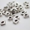 10 Metallperlen, Zwischenperlen Großlochperlen 10x10 mm (Ø 5 mm), altsilber