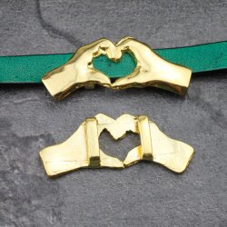 1 Heart Sliding Beads 50x18 mm (Ø 11x3 mm), gold