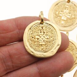 5 Ethno Ottoman Style Pendants 30 mm (Ø 3,6 mm), gold