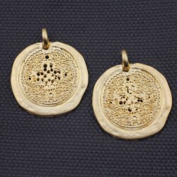 5 Ethno Ottoman Style Pendants 30 mm (Ø 3,6 mm), gold