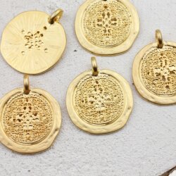 5 Ethno Ottoman Style Pendants 30 mm (Ø 3,6 mm), gold