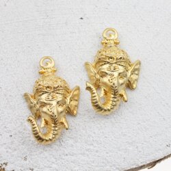 1 Elephant Ganesha Charms 38x24 mm (Ø 2 mm), gold