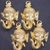 1 Elephant Ganesha Charms 38x24 mm (Ø 2 mm), gold