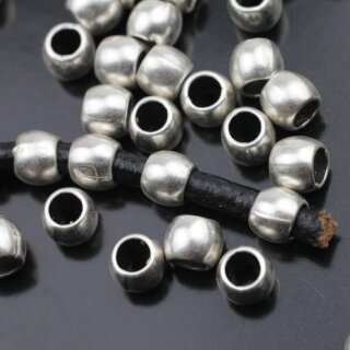 50 Metal Beads 7x5 mm (Ø 4 mm), antique silver