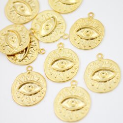 5 Augen Anhänger 24 mm (Ø 2 mm), matt gold