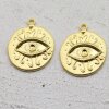 5 Evil Eye Charms 24 mm (Ø 2 mm), gold