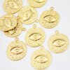 5 Evil Eye Charms 24 mm (Ø 2 mm), gold