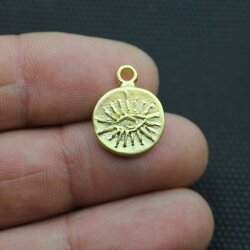 10 Matte Gold Evil Eye Charms Pendant