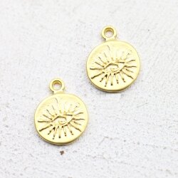 10 Matte Gold Evil Eye Charms Pendant