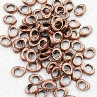 50 Metal Beads 9 x 6 mm (Ø 4 mm), antique copper