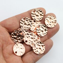 5 Hammered Surface Round Charms Pendants 21 mm (Ø...