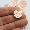 5 Hammered Surface Round Charms Pendants 21 mm (Ø 2,5 mm), Rosegold