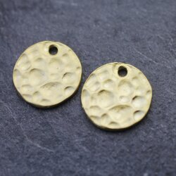 5 Hammered Surface Round Charms Pendants 21 mm (Ø...