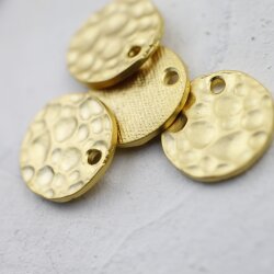 5 Hammered Surface Round Charms Pendants 21 mm (Ø 2,5 mm), matt gold
