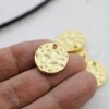 5 Hammered Surface Round Charms Pendants 21 mm (Ø 2,5 mm), matt gold