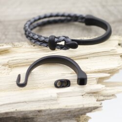 1 Set Matte Black Hook Clasp Half Cuff Bracelet Findings,...