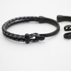 1 Set Matte Black Hook Clasp Half Cuff Bracelet Findings, Bracelet Clasps