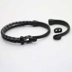 1 Set Matte Black Hook Clasp Half Cuff Bracelet Findings, Bracelet Clasps