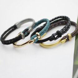 1 Set Matte Black Hook Clasp Half Cuff Bracelet Findings,...