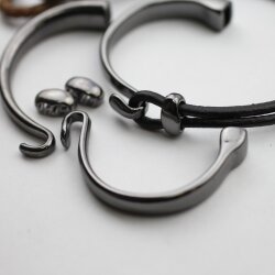 1 Set Gun Metal Hook Clasp Half Cuff Bracelet Findings, Bracelet Clasps
