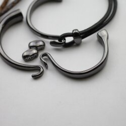 1 Set Gun Metal Hook Clasp Half Cuff Bracelet Findings, Bracelet Clasps