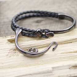 1 Set Gun Metal Hook Clasp Half Cuff Bracelet Findings, Bracelet Clasps