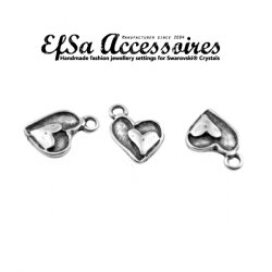 20 double hearts Pendant, antique silver