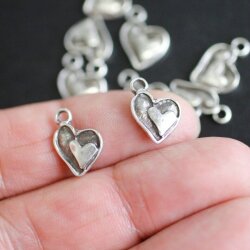 20 double hearts Pendant, antique silver