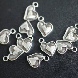 20 double hearts Pendant, antique silver