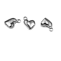 20 double hearts Pendant, antique silver