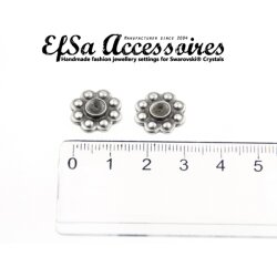 10 Rosettes for 4 mm Chatons, antique silver