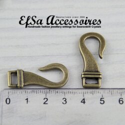 5 Hook Closures, antique brass