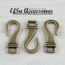 5 Hook Closures, antique brass