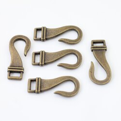 5 Hook Closures, antique brass