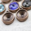 10 Pendant cups for 12 mm Rivoli Crystals, antique copper