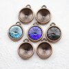 10 Pendant cups for 12 mm Rivoli Crystals, antique copper