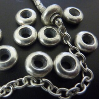 10 Doughnut Beads, antique silver