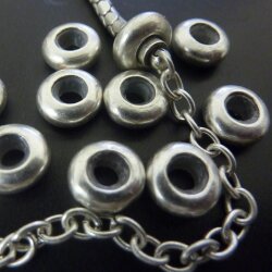 10 Doughnut Beads, antique silver